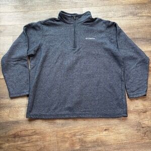 Columbia Mens Gray Heathered 1/4 Zip Pullover‎ Fleece Sweater Long Sleeve